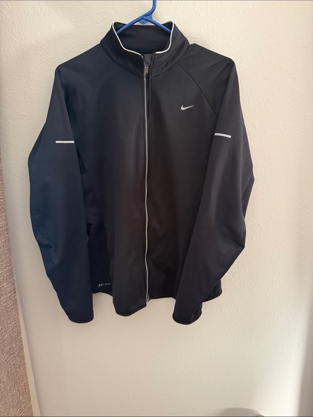 Nike Black Full-Zip Performance Jacket with White Accents
